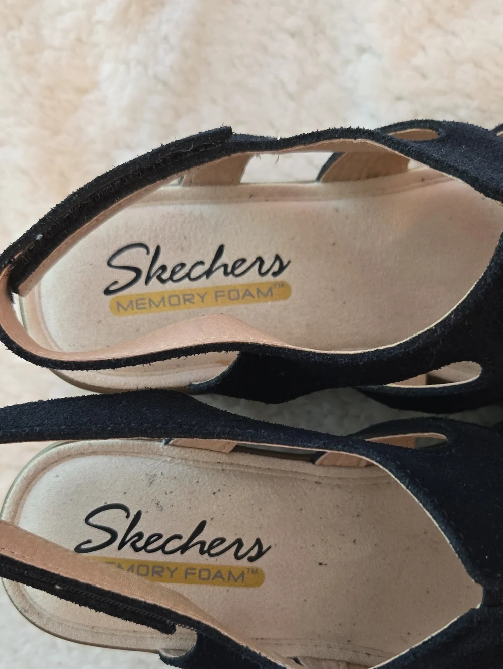 Skechers Navy Blue Suede Slingback Wedge Sandals